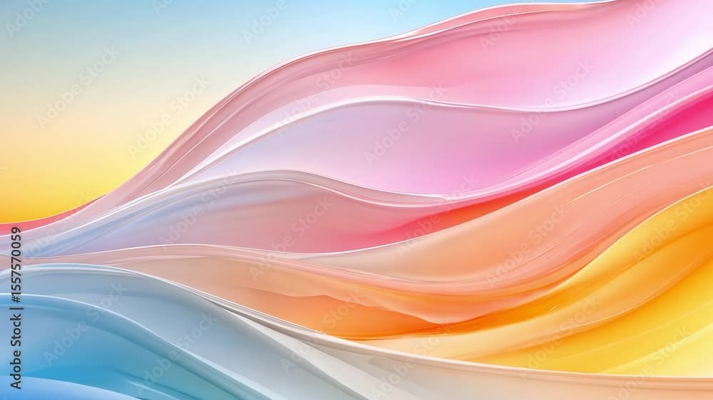 Poster Pastel Wave Abstract: A mesmerizing abstract image featuring flowing pastel colors, reminiscent of a gentle wave or flowing fabric. The colors blend seamlessly, creating a sense of calm and serenity.
