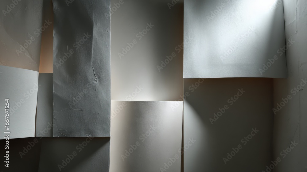 Poster abstract modern minimalist geometric concrete textured cubes with smooth surfaces and soft natural l