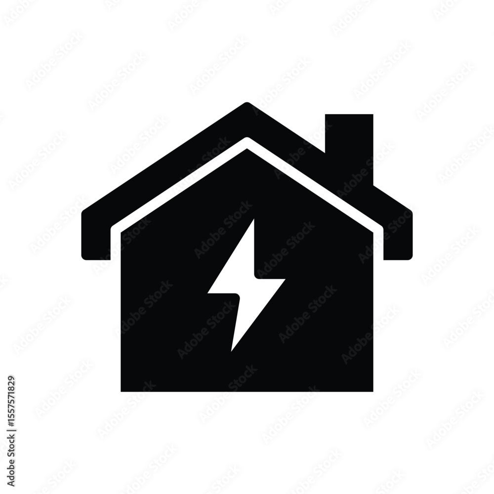 Poster home with electricity solid icon symbol vector design good for web or mobile app