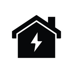 home with electricity solid icon symbol vector design good for web or mobile app