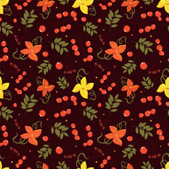 Pattern for fabric. Autumn illustration, autumn, harvest, colorful leaves.