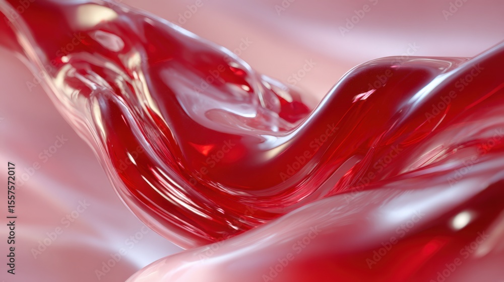 Aufkleber Abstract flowing red liquid with glossy smooth surface and dynamic motion high-resolution background for art and design use