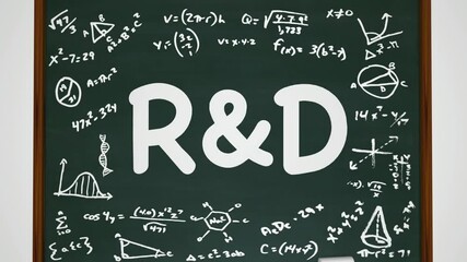 R&D Research and Development Chalk Board Class Study Answers Course School Education 3d Animation - Powered by Adobe