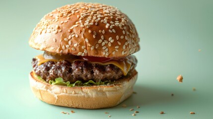 Juicy hamburger with fresh ingredients.