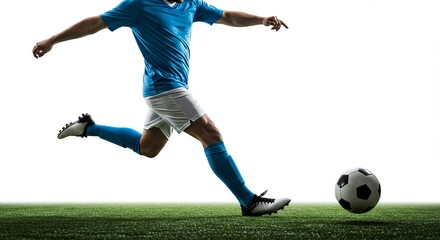 Soccer Player in Action Dynamic Kick and Athletic Movement