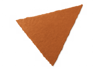 Orange textured paper piece forming a triangle shape, isolated on transparent background, ideal for creative projects
