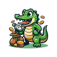 Smiling Crocodile Adventure Clipart