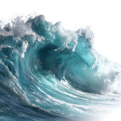 Ocean Wave Stunning Teal Crashing Surf Texture on transparent Background