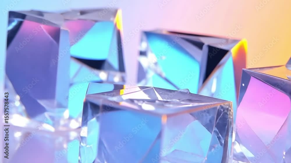 Aufkleber brilliant cubes: the captivating geometry of transparent cubes is enhanced by the interplay of light