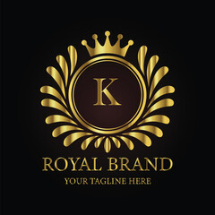 Gold royal brand logo design elegant monogram K
