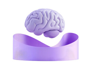 Brain Model Floating Above Elegant Ribbon Represents Ideas and Intellect