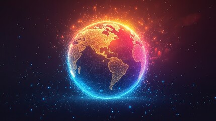 Fototapeta premium Colorful abstract globe map sphere representing world structure, geographic network, or data visualization