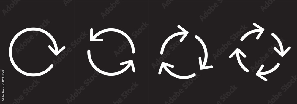 Poster circle arrow icon set vector illustration, refresh, repeat, reload, set of circle arrows rotating, d