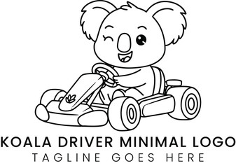 Adorable koala character driving racecar for fun children themes © ahmadfarazswl