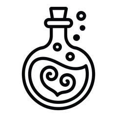 Obraz premium Love Potion Icon, Vector, Illustration, Outline, Line Art, Silhouette, Logo, White Background.
