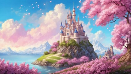 Enchanted Castle Blooms in Spring Light