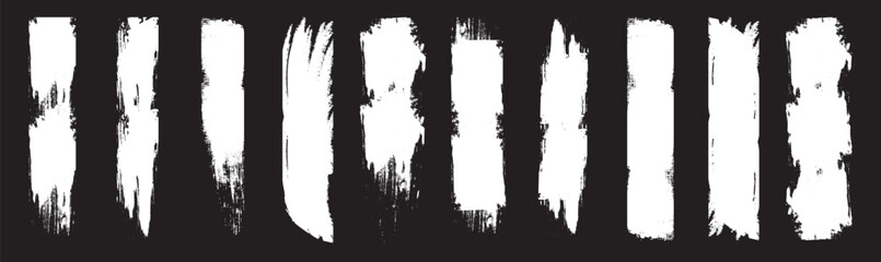 White grunge paint banners. Paint grunge backgrounds, brushstrokes. Set of chalk strokes.