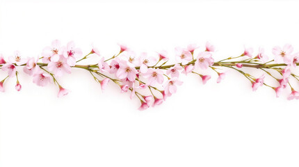 Pink cherry blossom flowers isolated on a white background evoke the beauty of spring's blooming nature