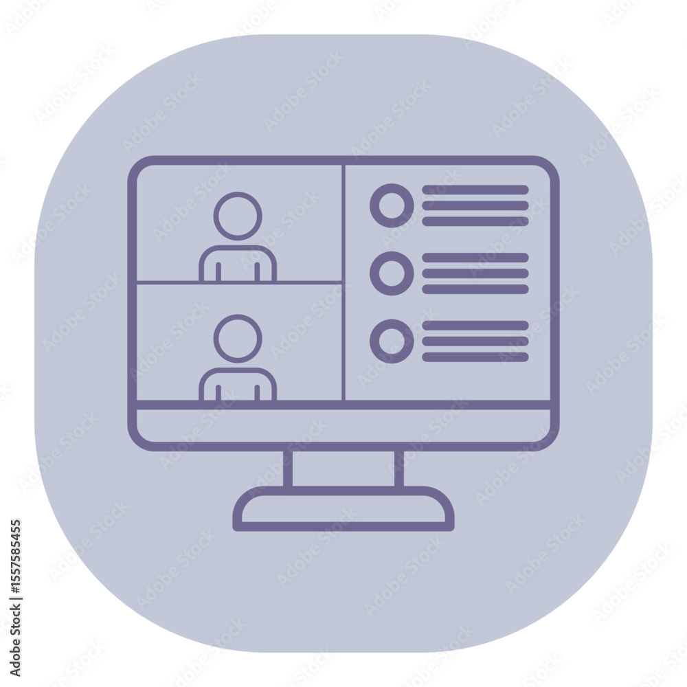 Poster digital representation of online meeting setup, showcasing multiple participants on computer screen 