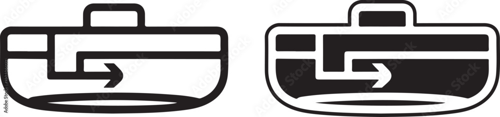 Poster two icons representing a briefcase with an arrow inside isolated on white background