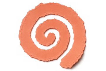 Orange spiral pattern with torn edges on a transparent background, ideal for creative design, texture, and abstract art projects