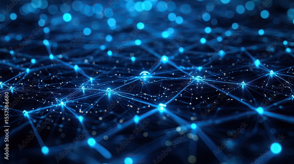 Aufkleber digital network connectivity illustration showing glowing blue nodes connected by digital lines repr