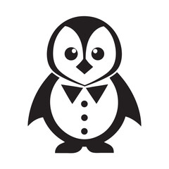 Adorable Penguin Standing Logo Illustration