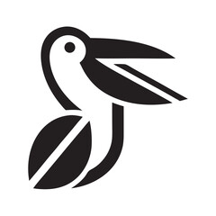 Friendly Pelican Holding Fish Logo