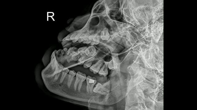 Mandible oblique radiograph for Teeth with dental restorations