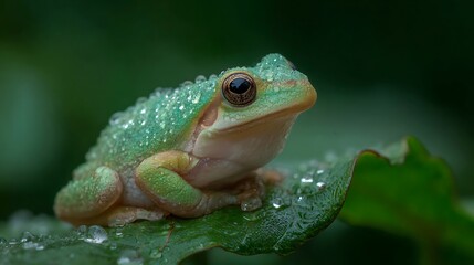 Obraz premium Tree frog rests after a shower