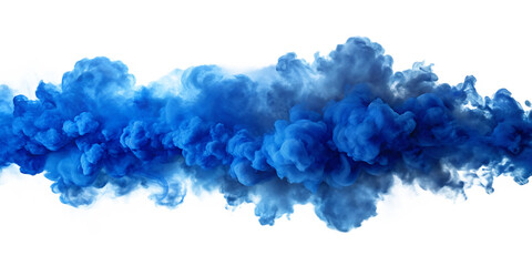 Fototapeta premium Vibrant blue smoke explosion with white wisps on black background powder explosion colored smoke