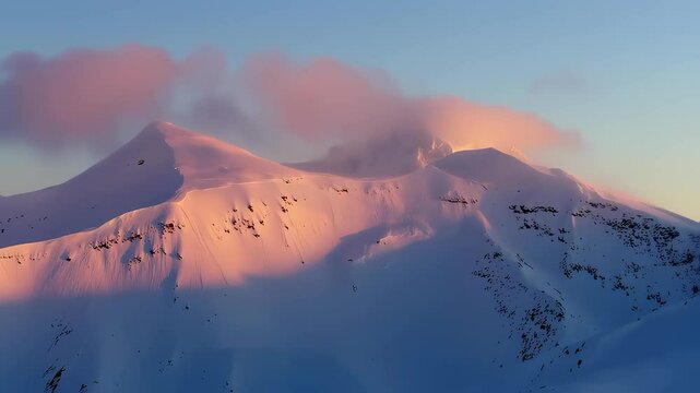 Snowy Mountain Range at Sunset