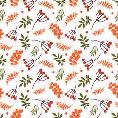 Pattern for fabric. Autumn warm illustration, autumn, harvest, colorful leaves.