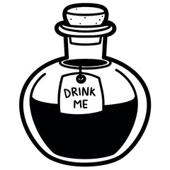 Obraz premium Vintage vertical potion bottle illustration with intricate details