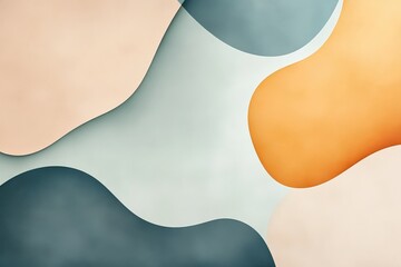 A minimalist abstract design featuring soft, curved organic forms in pastel shades with subtle shadows.