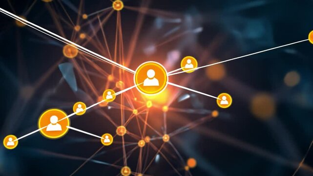 Network of Connection: A captivating digital art piece showcasing an interconnected network of profiles, symbolizing the intricate web of relationships, data, and communication.