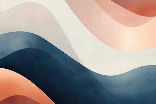 Fototapeta A minimalist abstract design featuring soft, curved organic forms in pastel shades with subtle shadows.