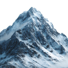 Majestic Winter Mountain Peak Isolated Clipping Path on transparent Background