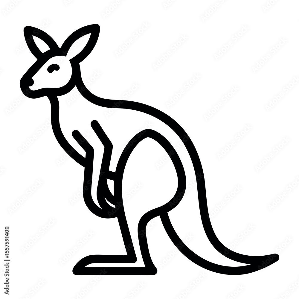 Poster clean line art kangaroo icon for digital and print use