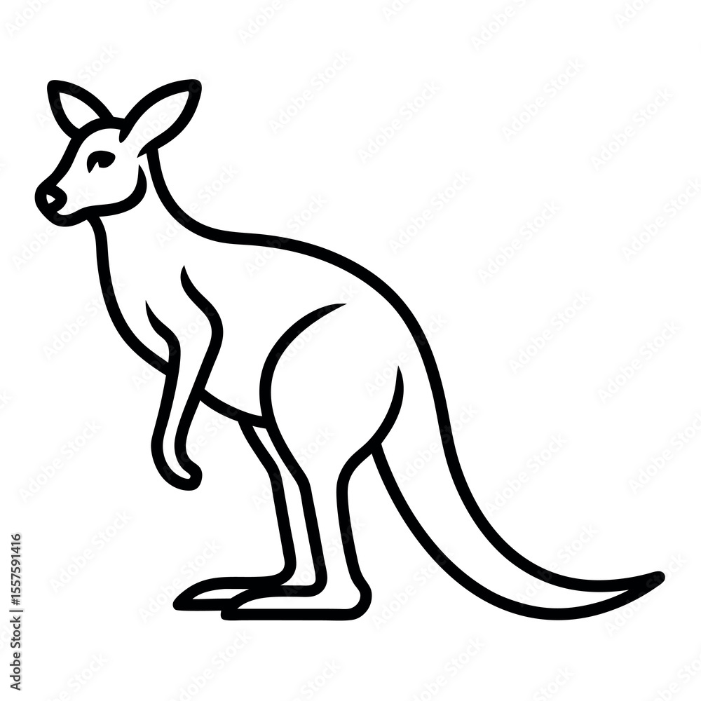 Poster clean line art kangaroo icon for digital and print use