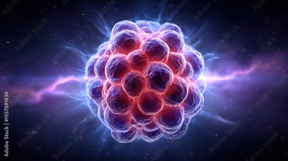 Aufkleber abstract glowing cosmic particle cluster in macro detail