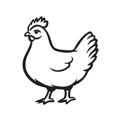 Vector illustration of a hen, showcasing detailed feathers and natural posture. Ideal for farm-related designs, poultry farming, agricultural projects, and educational materials.