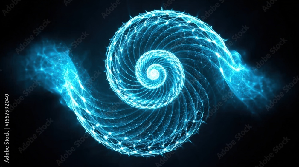 Poster abstract quantum particle cloud simulation with spiraling design