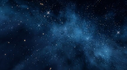 Fototapeta premium Dark Blue Nebula With Bright Stars In Outer Space