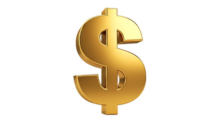 Shiny golden dollar sign symbol isolated on transparent background