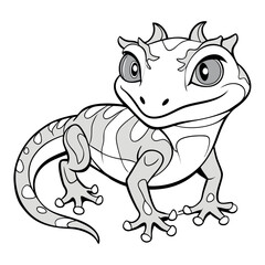 Detailed outline illustration of a crested gecko on a clean white background