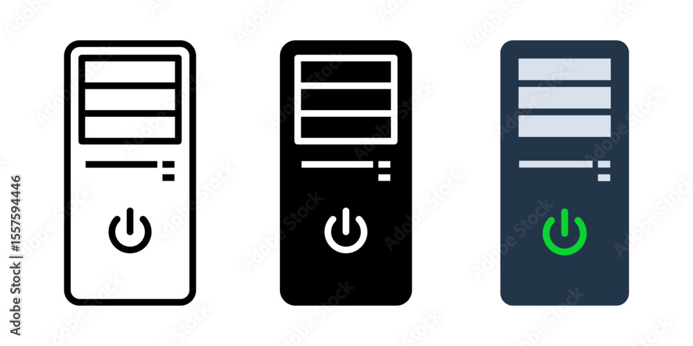 Poster computer case icon set. for mobile concept and web design on white background. vector illustration