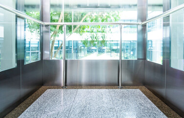 Interior of modern elevator room