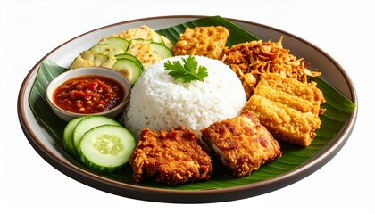 Indonesian Nasi Campur A Delicious Plate of Rice with Various Side Dishes