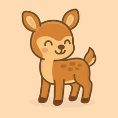 Cute Cartoon Fawn Smiling Happily